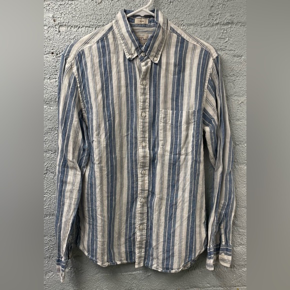J. Crew Other - Men's J. Crew Irish Linen Button Down - Slim Medium - White, Blue, Grey Stripes